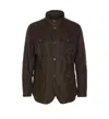 Barbour Olive Solid Mandarin Collar Jacket In Brown