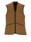 Barbour Sleeveless Tailored Jacket With Textured Fabric And Contrasting Trim In Brown