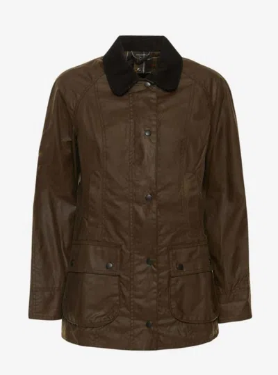 Barbour Corduroy Collar Coat Flap Pockets In Animal Print
