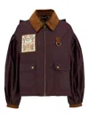 Barbour X Farm Rio Thais Waxed Cotton Jacket In Burgundy