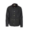 Barbour Greeb Waxed Cotton Quilted Jacket In Black