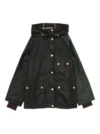 Barbour Hooded Cotton Jacket In Green