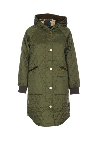 Barbour Hilary Quilted Jacket Hood In Green