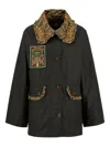 Barbour X Farm Rio Maria-clara Waxed Jacket In Green