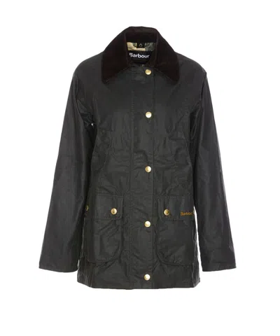 Barbour Modern Beadnell Wax Jacket With Corduroy Collar In Black