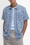 Barbour Jackstone Leaf Print Short Sleeve Cotton Button-up Shirt
