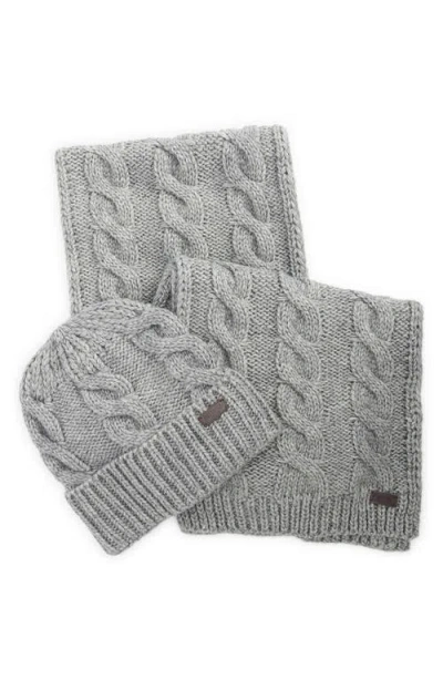 Barbour Jesmond Cable Stitch Scarf & Beanie Set In Gray
