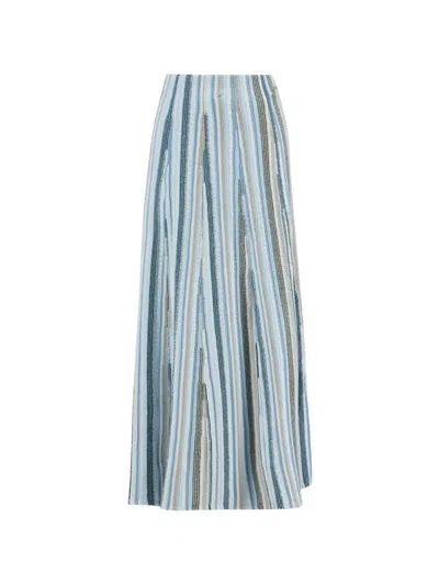Barbour Josie Knitted-stripe Midi Skirt In Blue
