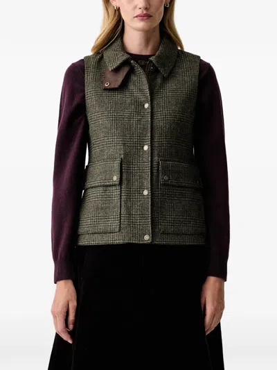 Barbour Joyce Check-pattern Sleeveless Jacket In Green