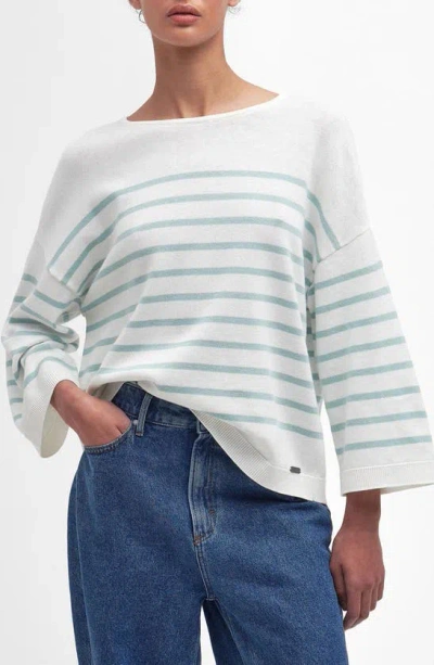 Barbour Kayleigh Stripe Tie Back Sweater In Cloud/blue Haze