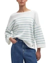 Barbour Kayleigh Stripe Tie Back Sweater In Cloud/blue Haze
