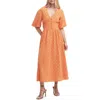 Barbour Kelley Eyelet Cotton Midi Dress In Apricot Crush