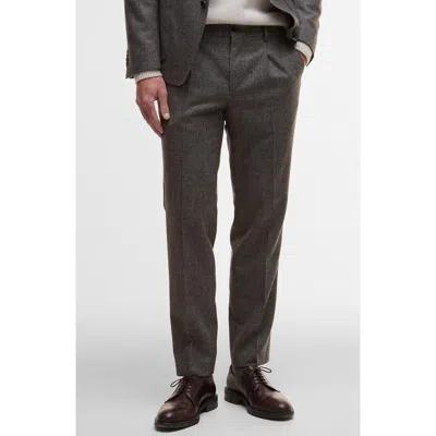 Barbour Kensington Pleated Glen Check Wool Blend Flannel Suit Pants In Brown