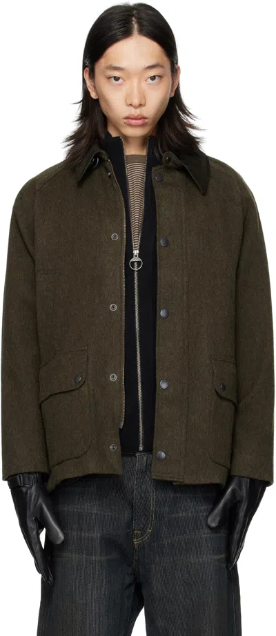 Barbour Khaki Modified Bedale Wool Jacket In Brown