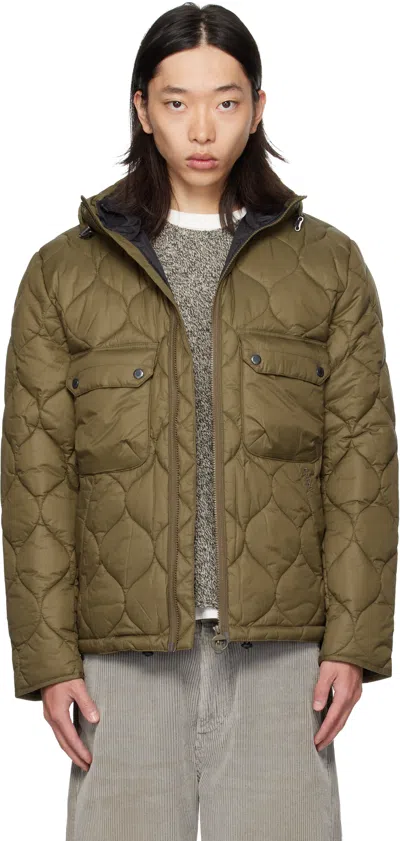 Barbour Khaki Re-engineered Hooded Spey Quilted Jacket In Green
