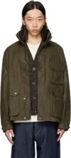 Barbour Khaki Re-engineered Utility Bedale Waxed Jacket In Green