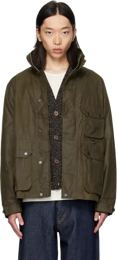 Barbour Khaki Re-engineered Utility Bedale Waxed Jacket In Green