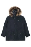 Barbour Kids' Ripley Faux Fur Trim Water Repellent Parka In Black
