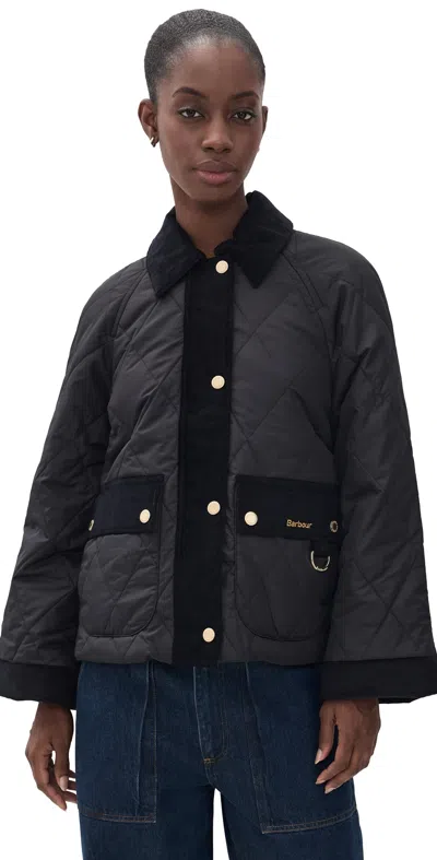 Barbour Kilnwick Quilted Jacket Black/ancient In Yellow