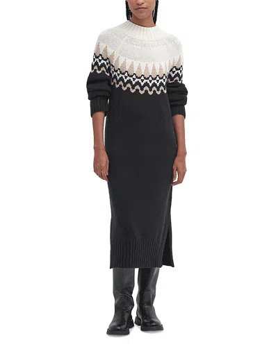 Barbour Kingsford Fair Isle Sweater Dress In Black