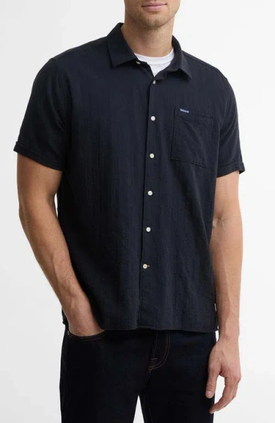 Barbour Kingswood Short Sleeve Cotton Ripstop Button-up Shirt In Blue