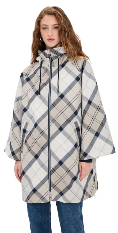 Barbour Kinsale Tartan Cape Coat Dress Navy Tartan
