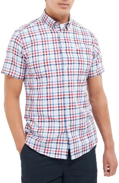 Barbour Kinson Tailored Fit Short Sleeve Button-down Shirt In Red
