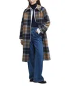 Barbour Kira Tartan Wool Blend Car Coat In Sky Dress Tartan/dark Navy