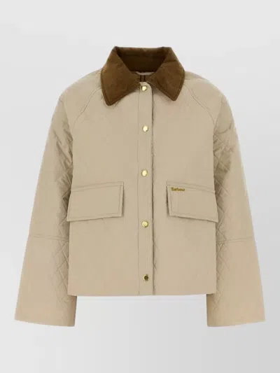 Barbour Kirby Polyester Padded Jacket Contrast Collar In Neutral