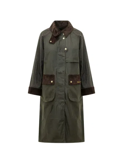 Barbour Kirklees Checked Waxed Jacket In Green