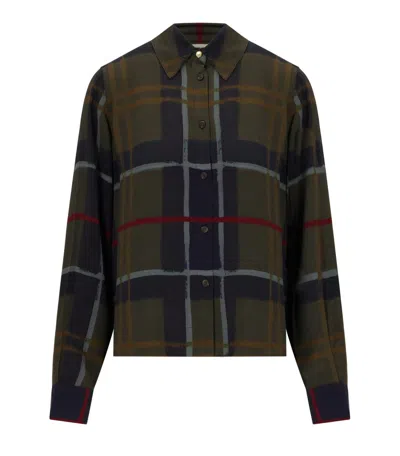 Barbour Kirklees Green Shirt  In Brown