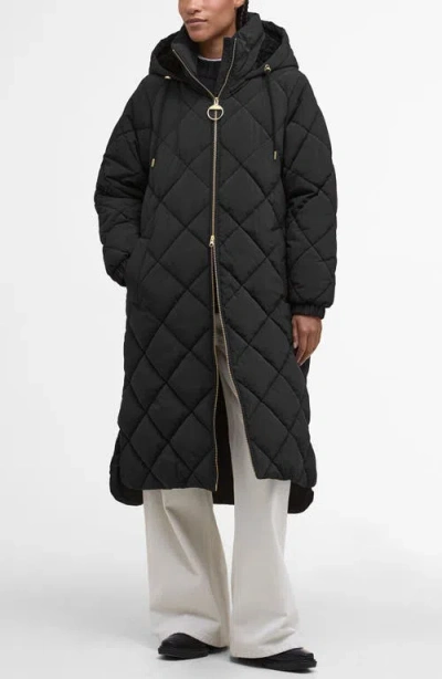 Barbour Kirkton Longline Puffer Coat In Black