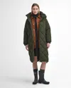 Barbour Kirkton Womens Long Puffer Jacket In Green