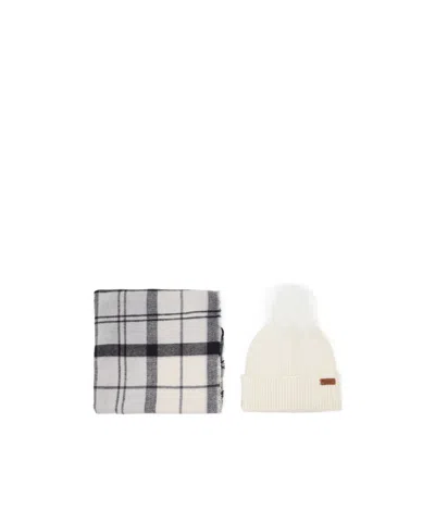 Barbour Knitted Beanie And Plaid Scarf Gift Box In Multi