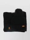 Barbour Knitted Set With Pom-pom And Ribbed Texture