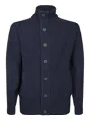 Barbour High Collar Wool Cardigan With Button-down Front In Blue