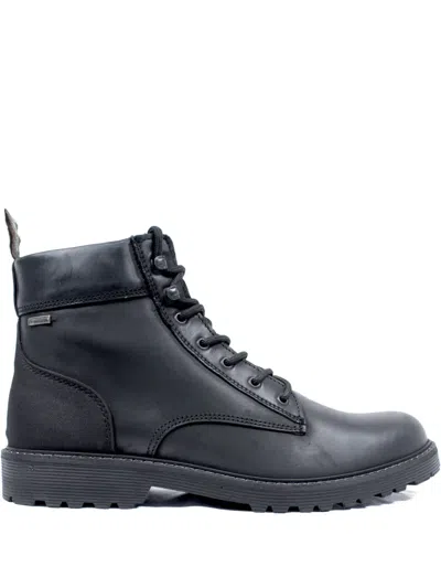 Barbour Lace-up Leather Boots In Black