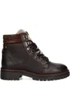 Barbour Bamburgh Brown Leather Hiker Boots In Animal Print