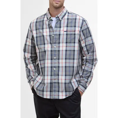 Barbour Laggon Tailored Fit Plaid Cotton Button-down Shirt In Bleached Pine Tartan