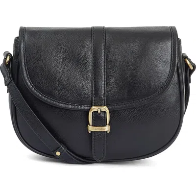 Barbour Laire Medium Leather Saddle Bag In Black
