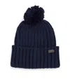 Barbour Lambswool-blend Kelson Beanie In Blue