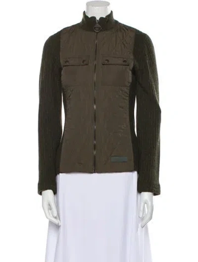 Pre-owned Barbour Lambswool Colorblock Pattern Jacket In Green