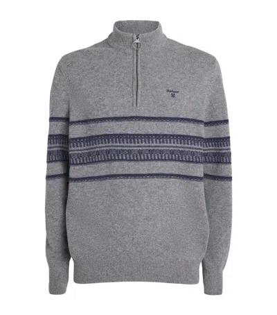 Barbour Lambswool Kepwick Half-zip Sweater In Gray