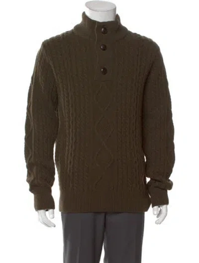 Pre-owned Barbour Lambswool Mock Neck Polo Sweater In Brown