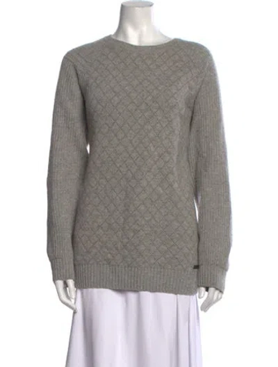 Pre-owned Barbour Lambswool Patterned Sweater In Grey