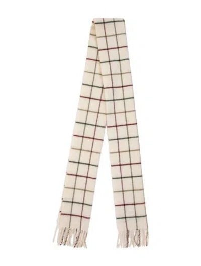 Pre-owned Barbour Lambswool Plaid Print Scarf In Neutrals