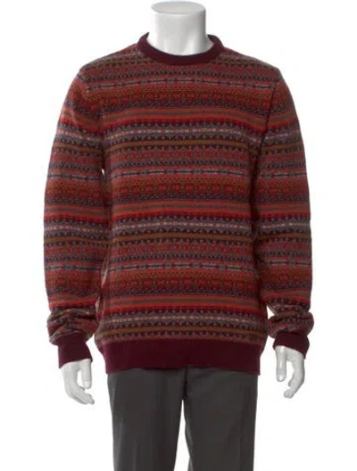Pre-owned Barbour Lambswool Striped Pullover In Red