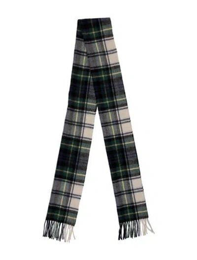 Pre-owned Barbour Lambswool Striped Scarf In Green