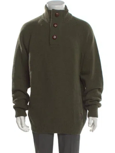 Pre-owned Barbour Lambswool Turtleneck Polo Sweater In Green