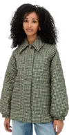 Barbour Laoise Check Quilted Bomber Jacket In Green